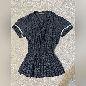 Vintage Guess Navy Blue Chevron Women's Top. Medium